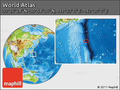 Physical Location Map of the Area around 30° 42' 29" N, 142° 1' 30" E