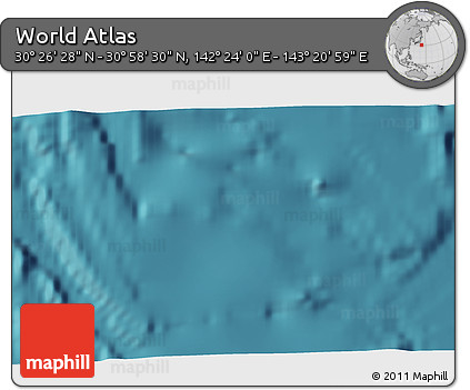 Satellite 3D Map of the Area around 30° 42' 29" N, 142° 52' 30" E