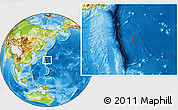 Physical Location Map of the area around 30° 42' 29" N, 143° 43' 29" E
