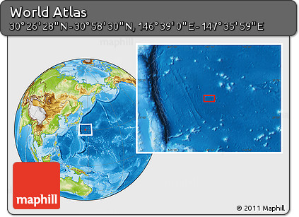 Physical Location Map of the Area around 30° 42' 29" N, 147° 7' 30" E