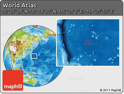 Physical Location Map of the Area around 30° 42' 29" N, 147° 7' 30" E