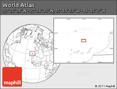 Blank Location Map of the Area around 30° 42' 29" N, 15° 13' 29" W
