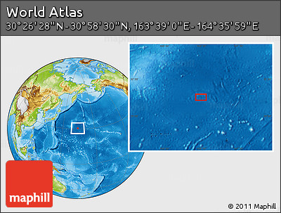 Physical Location Map of the Area around 30° 42' 29" N, 164° 7' 30" E
