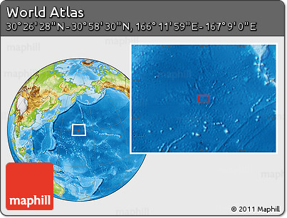 Physical Location Map of the Area around 30° 42' 29" N, 166° 40' 30" E