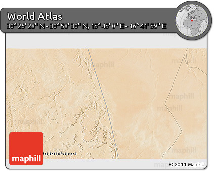 Satellite 3D Map of the Area around 30° 42' 29" N, 16° 13' 30" E