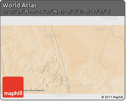 Satellite 3D Map of the Area around 30° 42' 29" N, 16° 13' 30" E