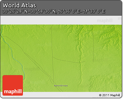 Physical 3D Map of the Area around 30° 42' 29" N, 17° 4' 30" E