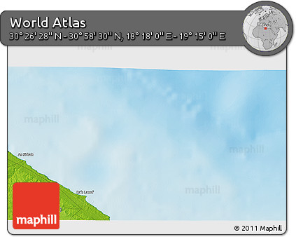 Physical 3D Map of the Area around 30° 42' 29" N, 18° 46' 29" E
