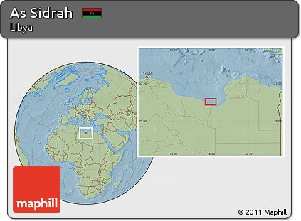 Savanna Style Location Map of As Sidrah, hill shading