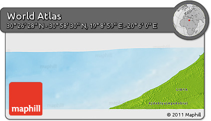 Physical Panoramic Map of the Area around 30° 42' 29" N, 19° 37' 30" E