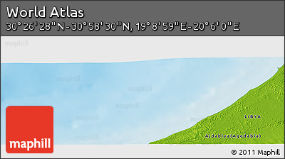 Physical Panoramic Map of the Area around 30° 42' 29" N, 19° 37' 30" E