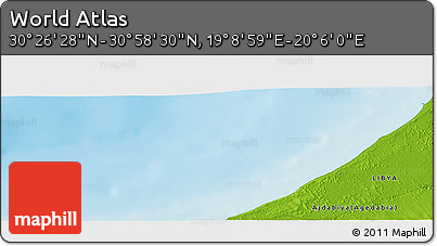 Physical Panoramic Map of the Area around 30° 42' 29" N, 19° 37' 30" E