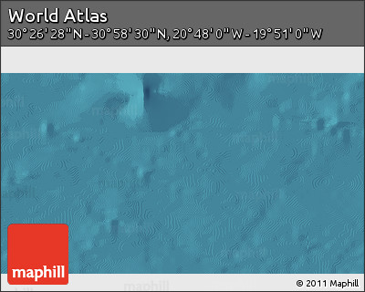 Satellite 3D Map of the Area around 30° 42' 29" N, 20° 19' 30" W