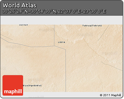 Satellite 3D Map of the Area around 30° 42' 29" N, 23° 1' 29" E