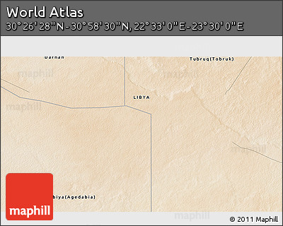 Satellite 3D Map of the Area around 30° 42' 29" N, 23° 1' 29" E