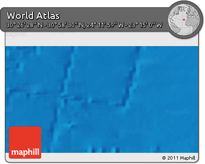 Shaded Relief 3D Map of the Area around 30° 42' 29" N, 23° 43' 30" W