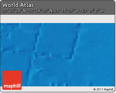 Shaded Relief 3D Map of the Area around 30° 42' 29" N, 23° 43' 30" W