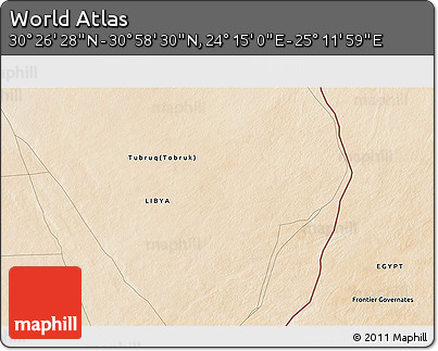 Satellite 3D Map of the Area around 30° 42' 29" N, 24° 43' 30" E