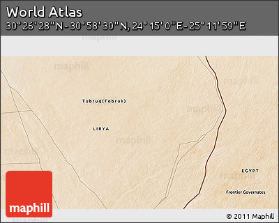 Satellite 3D Map of the Area around 30° 42' 29" N, 24° 43' 30" E