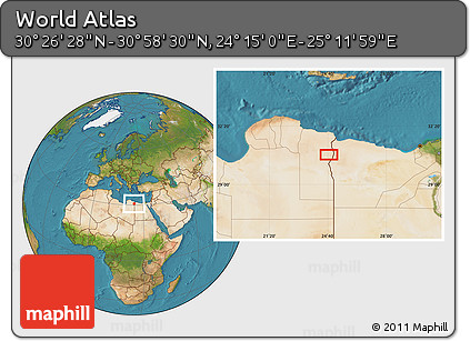 Satellite Location Map of the Area around 30° 42' 29" N, 24° 43' 30" E