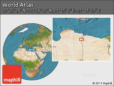 Satellite Location Map of the Area around 30° 42' 29" N, 24° 43' 30" E