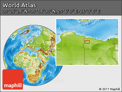 Physical Location Map of the Area around 30° 42' 29" N, 25° 34' 30" E