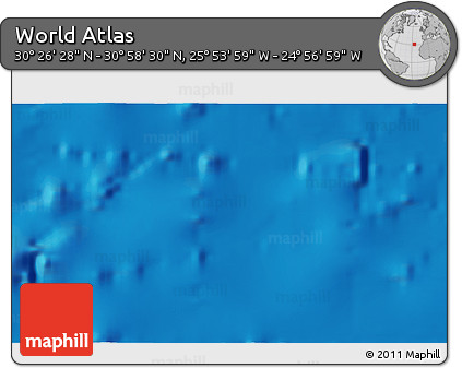 Physical 3D Map of the Area around 30° 42' 29" N, 25° 25' 29" W