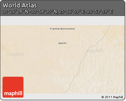 Satellite 3D Map of the Area around 30° 42' 29" N, 26° 25' 29" E