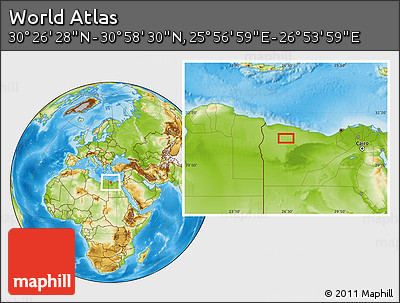 Physical Location Map of the Area around 30° 42' 29" N, 26° 25' 29" E