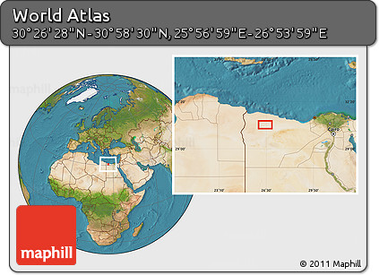Satellite Location Map of the Area around 30° 42' 29" N, 26° 25' 29" E