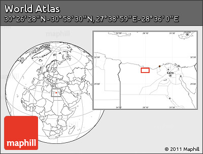 Blank Location Map of the Area around 30° 42' 29" N, 28° 7' 30" E