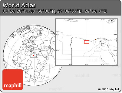 Blank Location Map of the Area around 30° 42' 29" N, 28° 7' 30" E