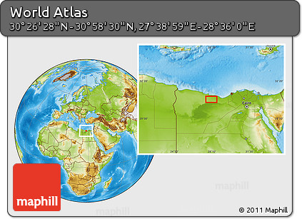 Physical Location Map of the Area around 30° 42' 29" N, 28° 7' 30" E