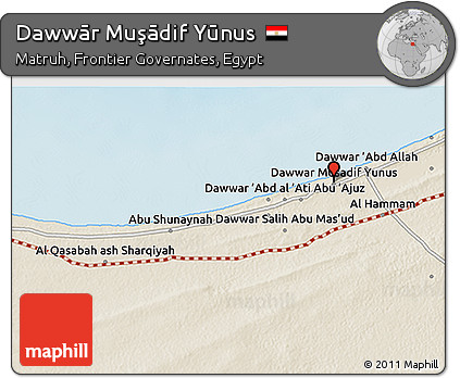Shaded Relief 3D Map of Dawwār Muşādif Yūnus