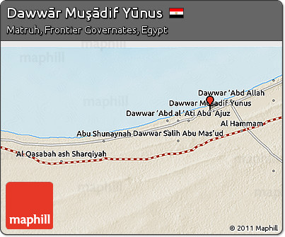 Shaded Relief 3D Map of Dawwār Muşādif Yūnus