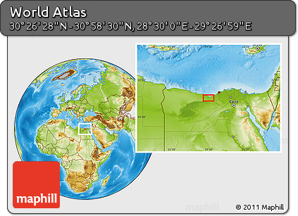 Physical Location Map of the Area around 30° 42' 29" N, 28° 58' 30" E