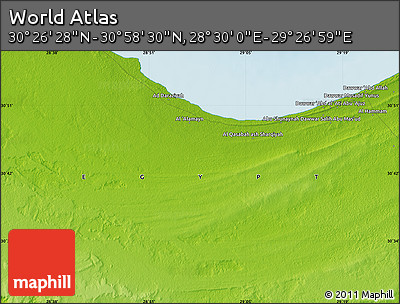 Physical Map of the Area around 30° 42' 29" N, 28° 58' 30" E
