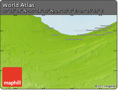 Physical Map of the Area around 30° 42' 29" N, 28° 58' 30" E