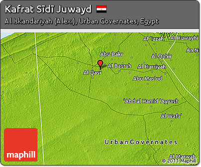 Physical 3D Map of Kafrat Sīdī Juwayd