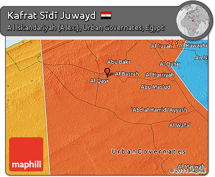 Political 3D Map of Kafrat Sīdī Juwayd