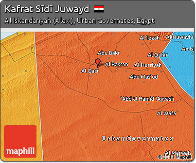 Political 3D Map of Kafrat Sīdī Juwayd