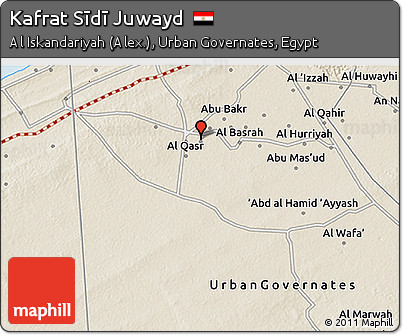 Shaded Relief 3D Map of Kafrat Sīdī Juwayd