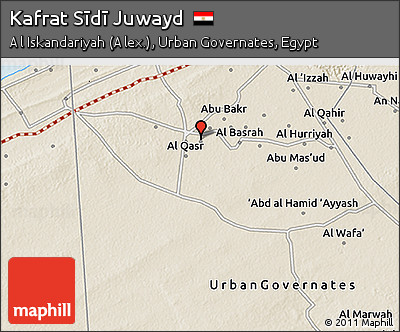 Shaded Relief 3D Map of Kafrat Sīdī Juwayd