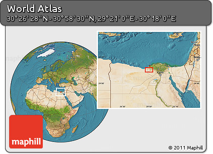 Satellite Location Map of the Area around 30° 42' 29" N, 29° 49' 30" E