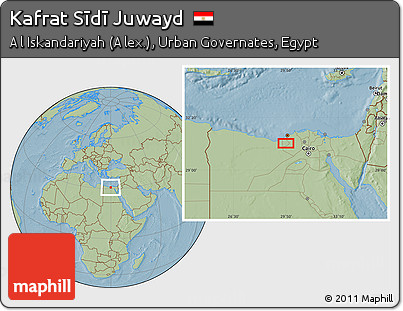 Savanna Style Location Map of Kafrat Sīdī Juwayd, hill shading