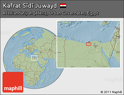Savanna Style Location Map of Kafrat Sīdī Juwayd, hill shading