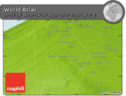 Physical Map of the Area around 30° 42' 29" N, 29° 49' 30" E