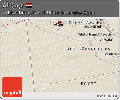 Shaded Relief Panoramic Map of Al Qaşr
