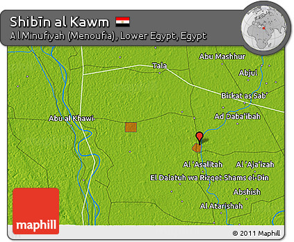 Physical 3D Map of Shibīn Al Kawm