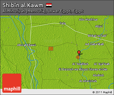 Physical 3D Map of Shibīn Al Kawm